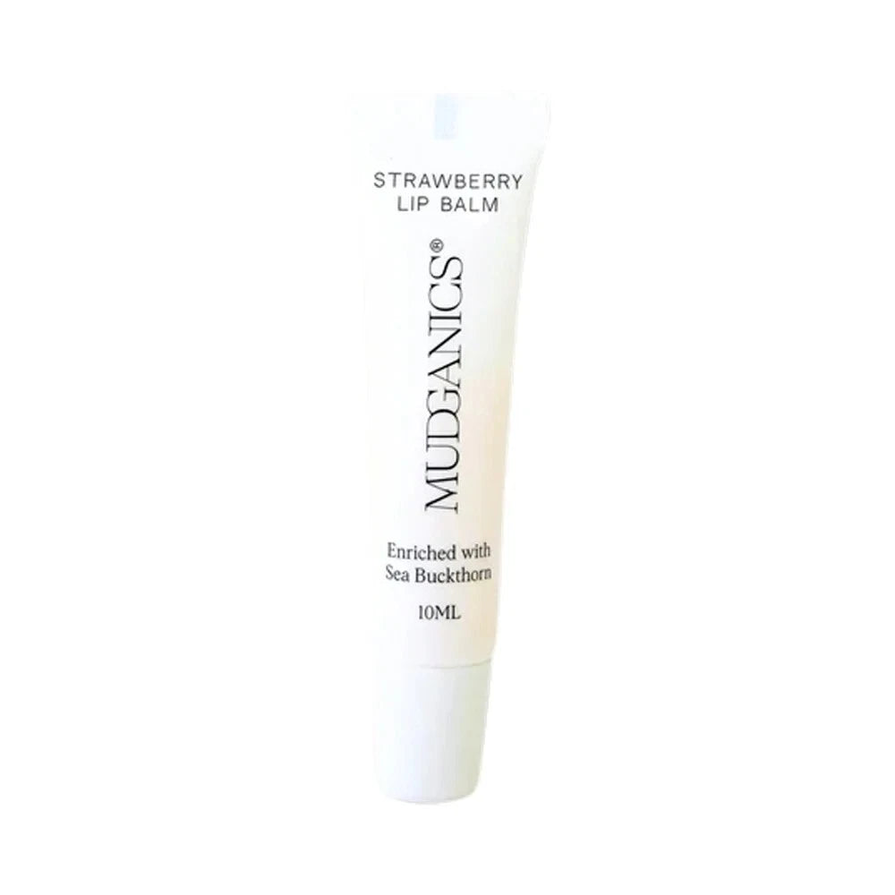 Mud Organics Luxury Lip Balm Strawberry 10ml Enriched with Sea Buckthorn