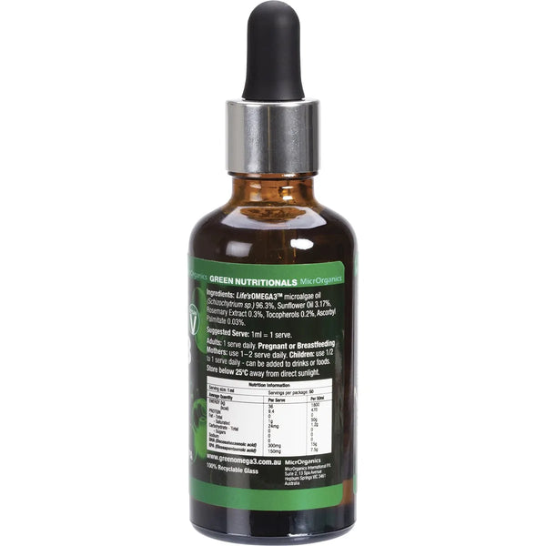 MicrOrganics Green Nutritionals Pure Plant Source Green Omega 3 Oil 50ml Drops