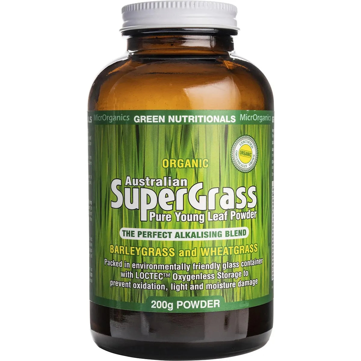 MicrOrganics Green Nutritionals Organic Australian SuperGrass 200g Super Grass Powder