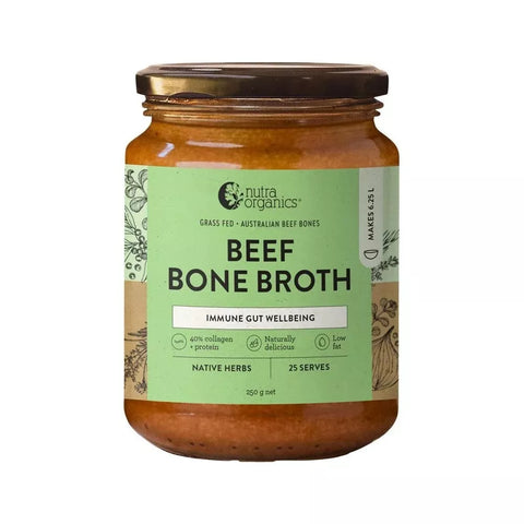 Nutra Organics Beef Bone Broth Deeply Nourishing Concentrate Native Herbs 250g
