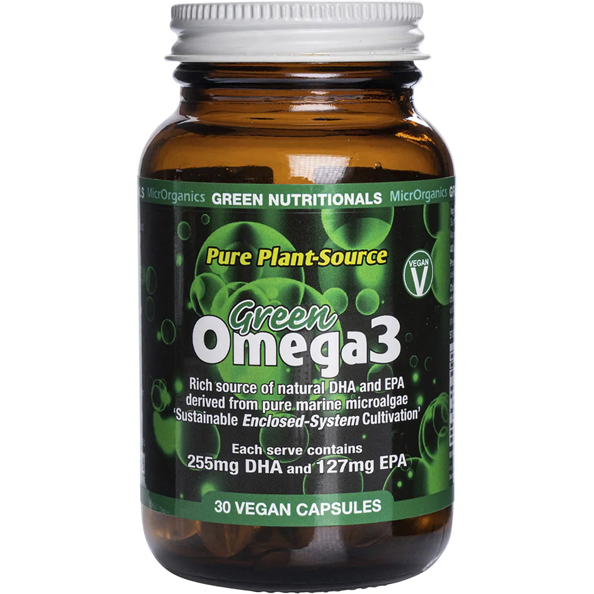 MicrOrganics Green Nutritionals Green Omega3 30 Capsules 255mg DHA + 127mg EPA