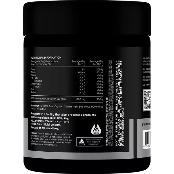 Switch Nutrition Sea Moss 50g 100% Pure Golden Irish Sea Moss
