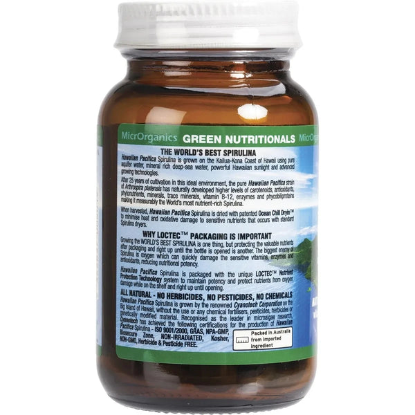 MicrOrganics Green Nutritionals Hawaiian Pacifica Spirulina 500mg 100 Tablets