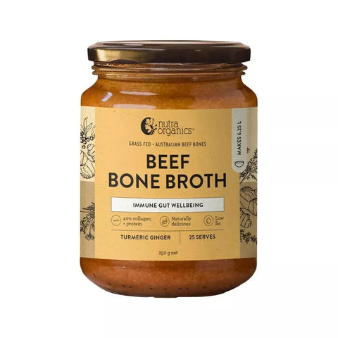 Nutra Organics Beef Bone Broth Deeply Nourishing Concentrate Lemon Ginger 250g