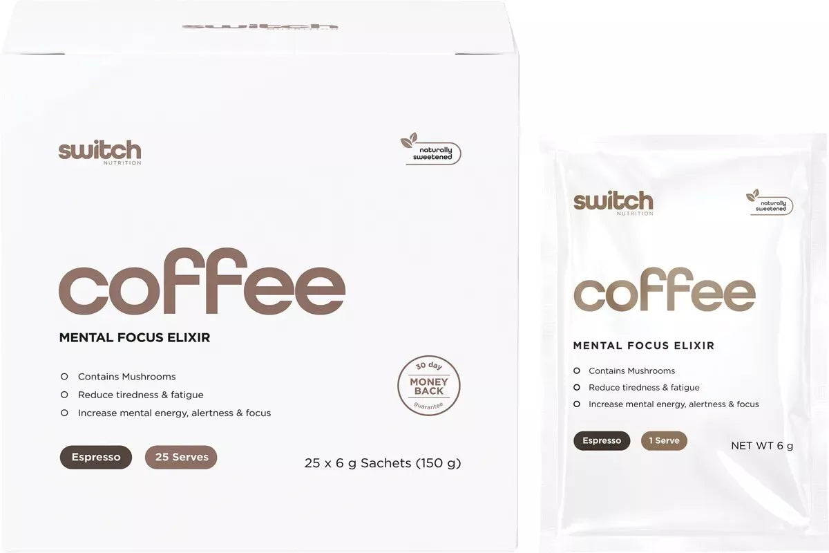 Switch Nutrition Coffee Mental Focus Elixir Espresso Sweetened 25 Packs