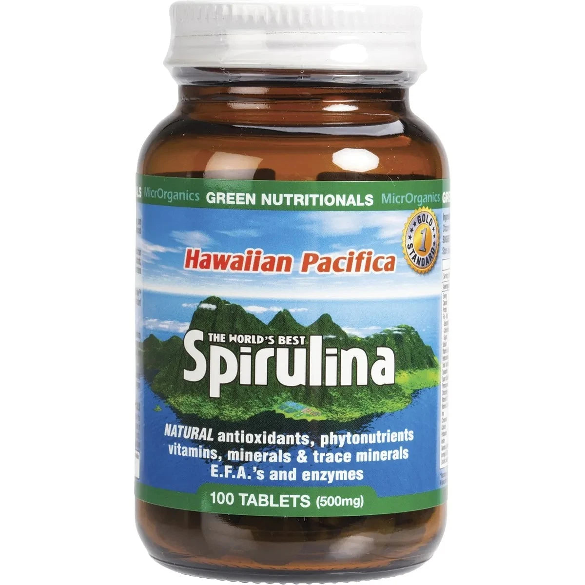MicrOrganics Green Nutritionals Hawaiian Pacifica Spirulina 500mg 100 Tablets