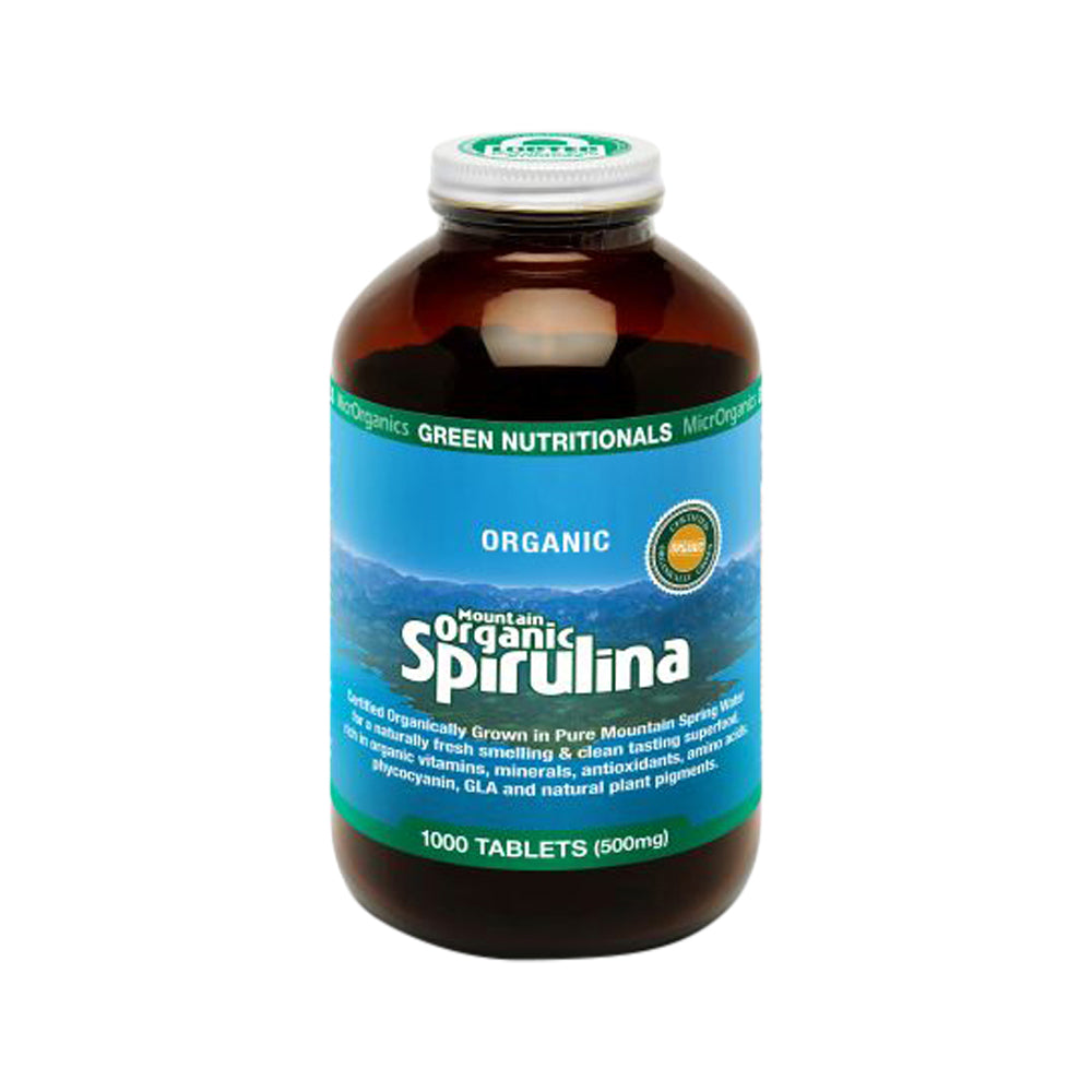 MicrOrganics Green Nutritionals Mountain Organic Spirulina 500mg 1000 Tablets