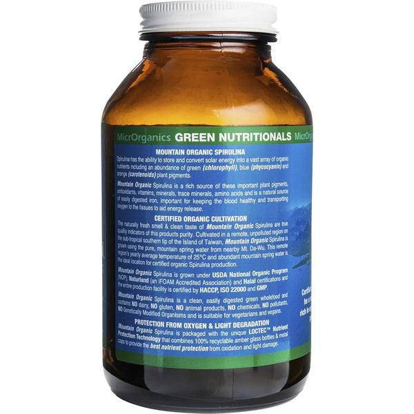 MicrOrganics Green Nutritionals Mountain Organic Spirulina 500mg 500 Tablets