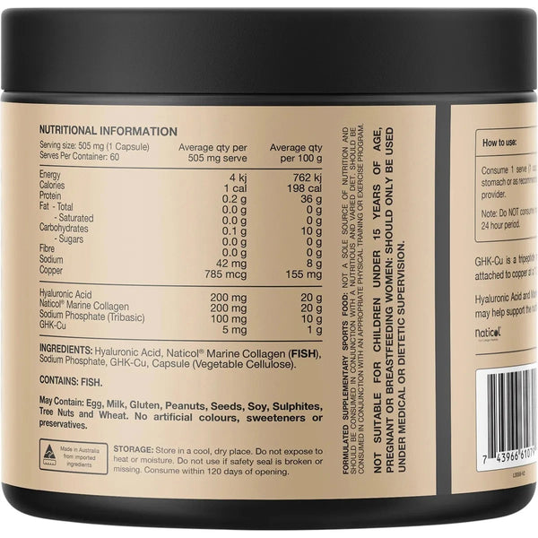 Switch Nutrition Hair + Skin 60 Caps GHK-Cu, Hyaluronic Acid + Marine Collagen