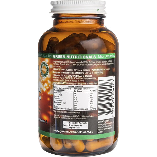 MicrOrganics Green Nutritionals Organic Green Vitamin C 120 Capsules