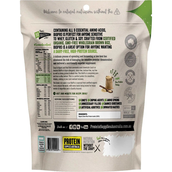 Protein Supplies Australia BioPro Sprouted Brown Rice Pure 1kg