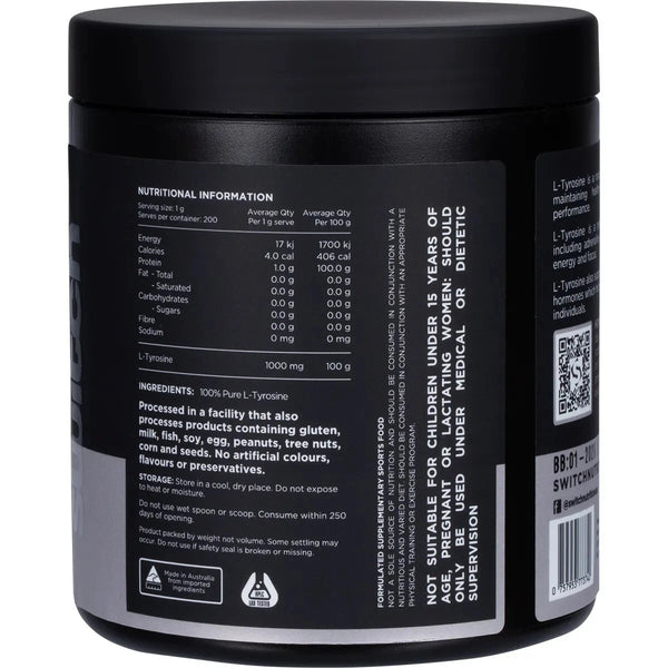 Switch Nutrition Tyrosine Unflavoured 200g 100% Pure L-Tyrosine