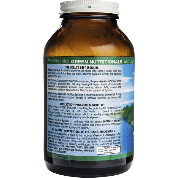 MicrOrganics Green Nutritionals Mountain Organic Spirulina 500mg 200 Tablets