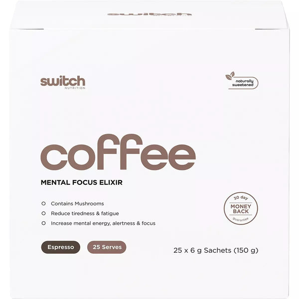 Switch Nutrition Coffee Mental Focus Elixir Espresso Sweetened 25 Packs