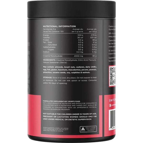 Switch Nutrition Creatine Monohydrate Mango Passionfruit 500g