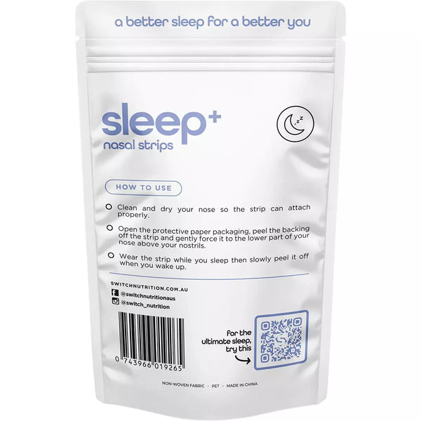 Switch Nutrition Sleep+ Nasal Strips 30 Pcs Airflow & Improve Sleep Quality