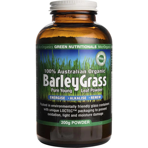 MicrOrganics Green Nutritionals Organic Australian BarleyGrass 200g Barley Grass Powder