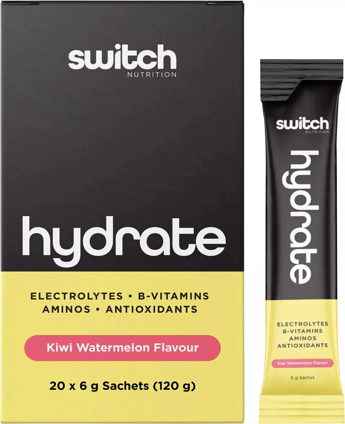 Switch Nutrition Hydrate Electrolytes Kiwi Watermelon 20 x 6g Sachets