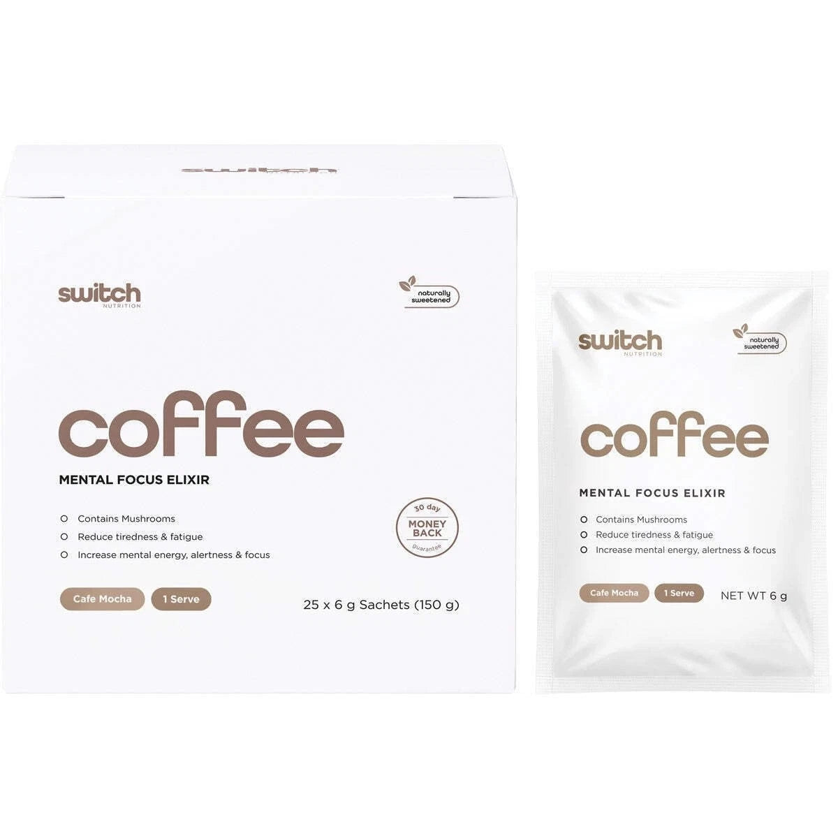 Switch Nutrition Coffee Mental Focus Elixir Cafe Mocha 25 Packs