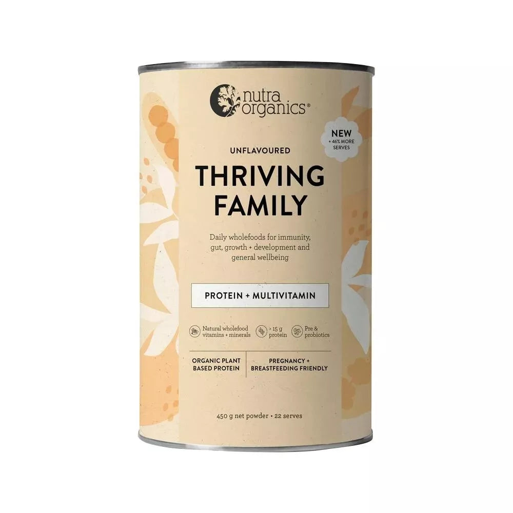 Nutra Organics Thriving Family Protein Unflavoured 450g Protein Multivitamin