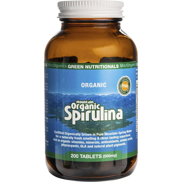 MicrOrganics Green Nutritionals Mountain Organic Spirulina 500mg 200 Tablets