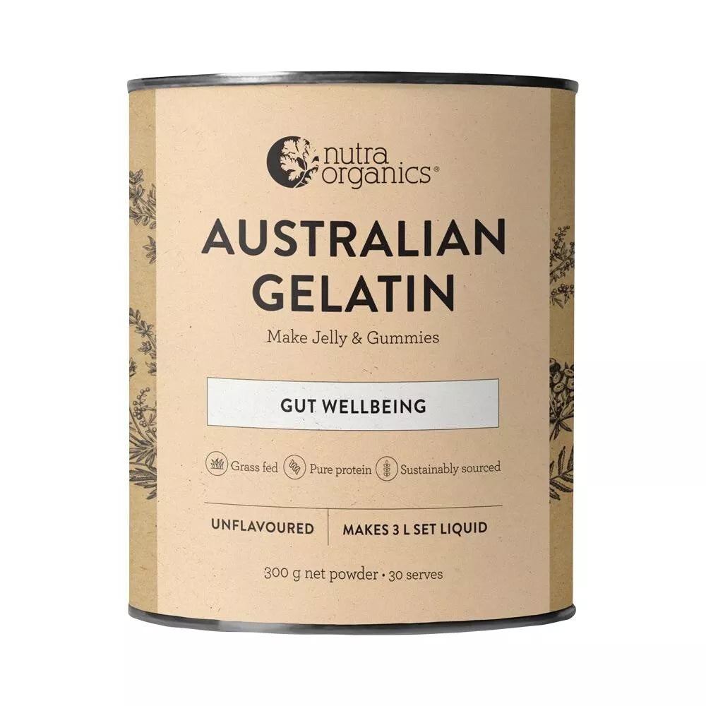 Nutra Organics Natural Gelatin Gut Wellbeing Unflavoured 300g Powder