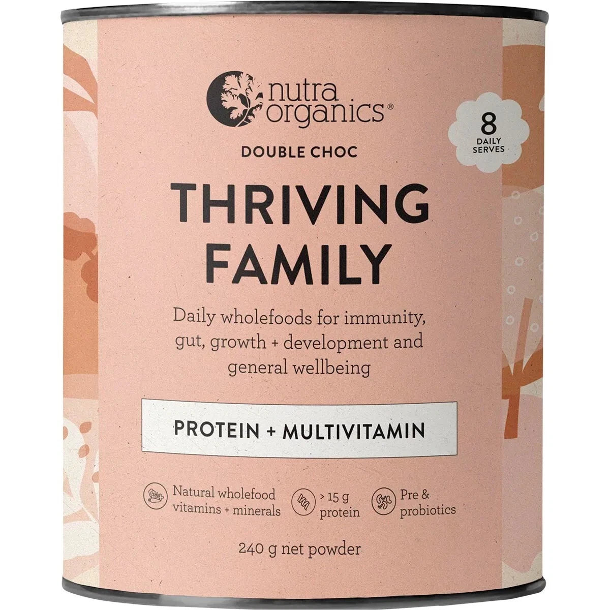 Nutra Organics Thriving Family Protein Double Choc 240g