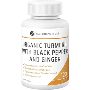 Nature's Help Organic Turmeric with Black Pepper Ginger 120 Capsules