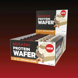 Musashi Protein Wafer Bar White Chocolate Caramel 40g x 12 Bars