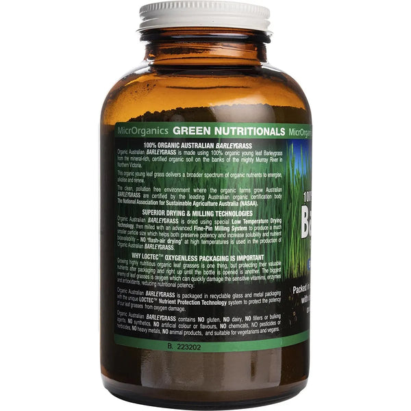 MicrOrganics Green Nutritionals Organic Australian BarleyGrass 200g Barley Grass Powder