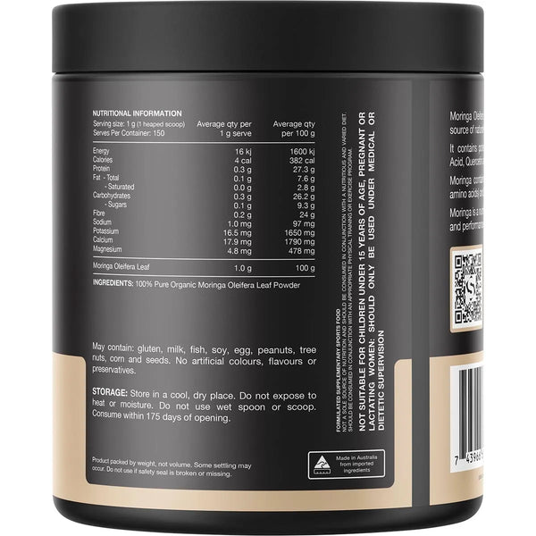 Switch Nutrition Moringa 150g 100% Pure Organic Moringa Oleifera Unflavoured