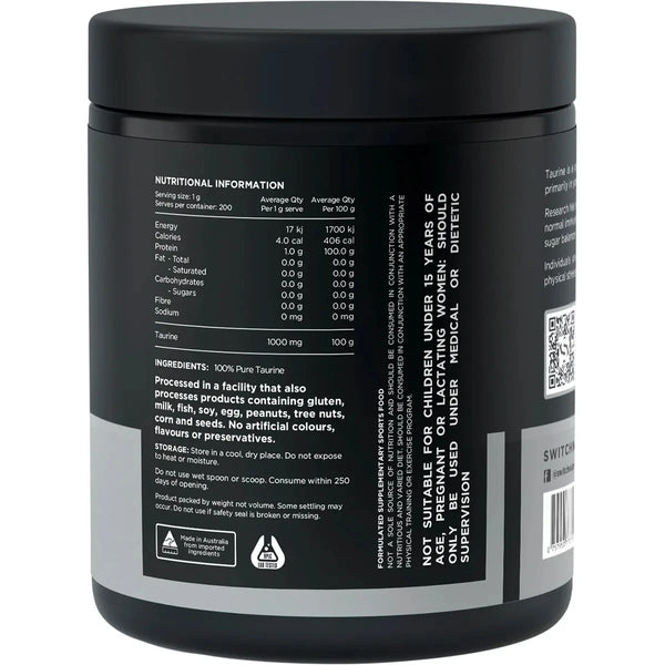 Switch Nutrition Taurine 200g 100% Pure Taurine