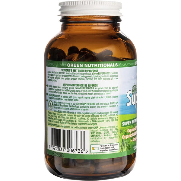 MicrOrganics Green Nutritionals Green Superfoods 600mg 120 Capsules