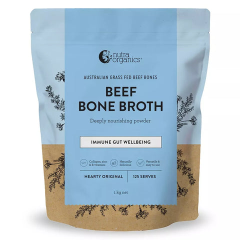 Nutra Organics Beef Bone Broth Hearty Original Immune Gut Wellbeing 1KG
