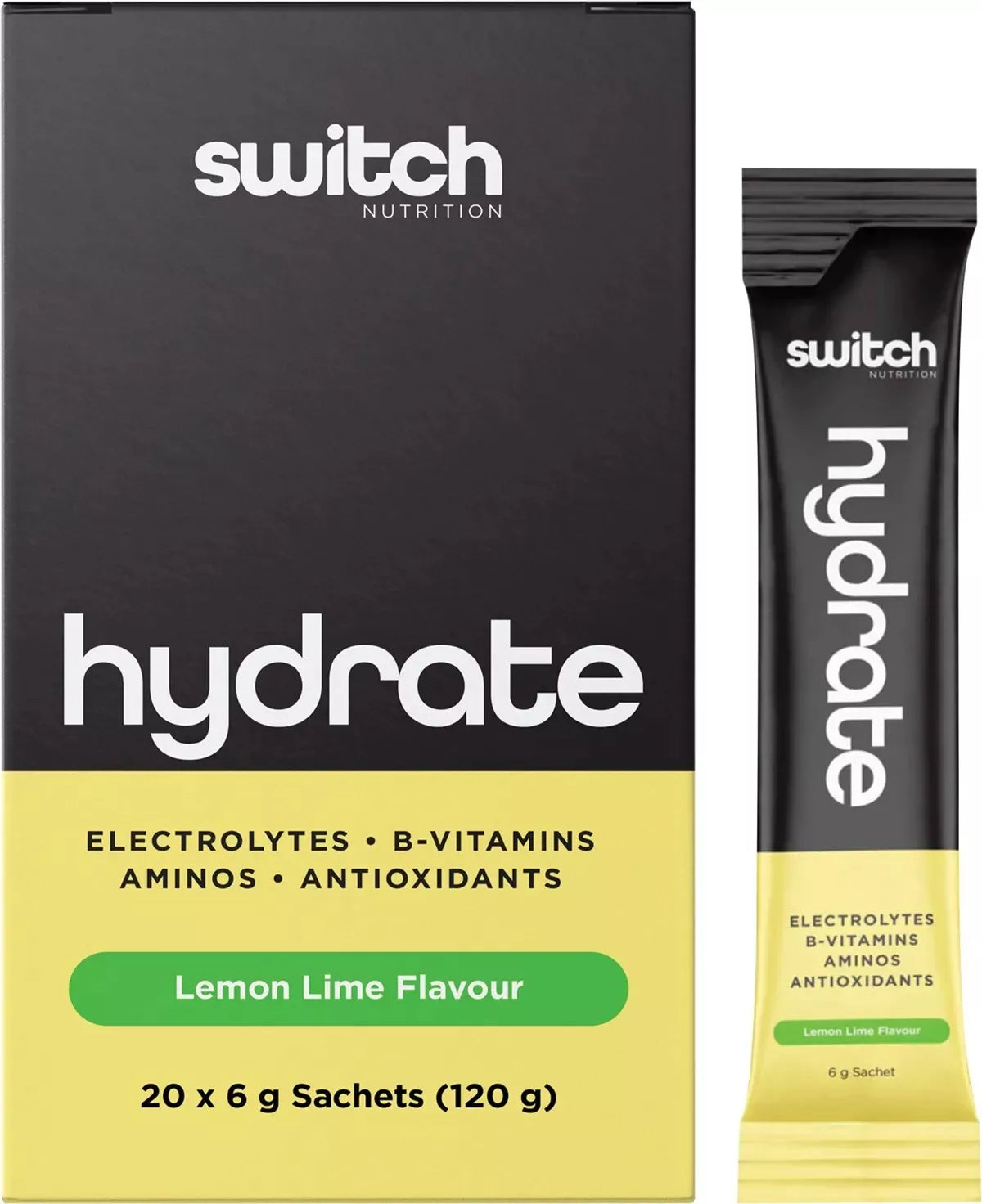 Switch Nutrition Hydrate Electrolytes Lemon Lime 20 x 6g Sachets