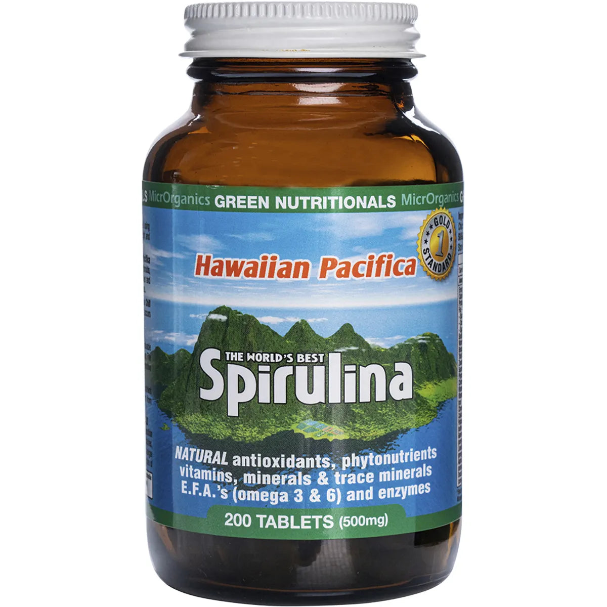 MicrOrganics Green Nutritionals Hawaiian Pacifica Spirulina 500mg 200 Tablets