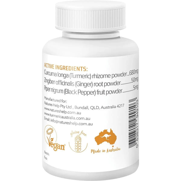 Nature's Help Organic Turmeric with Black Pepper Ginger 120 Capsules