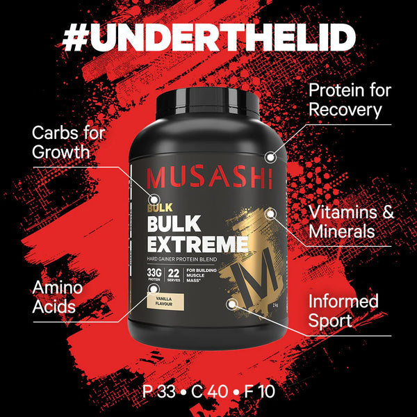 MUSASHI Bulk Extreme Protein Powder 2KG Vanilla Flavour