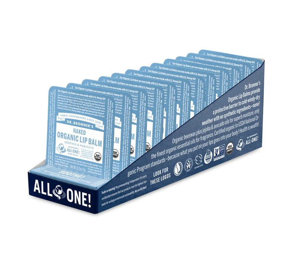 12 x Dr. Bronners Organic Lip Balm Naked 4g