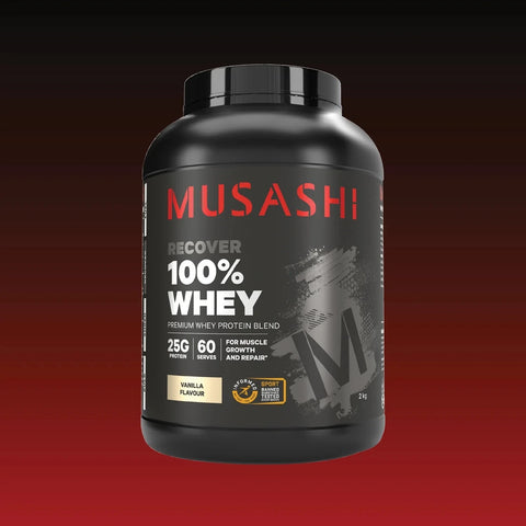 MUSASHI 100% WHEY Protein Powder 2KG Vanilla Milkshake Flavour