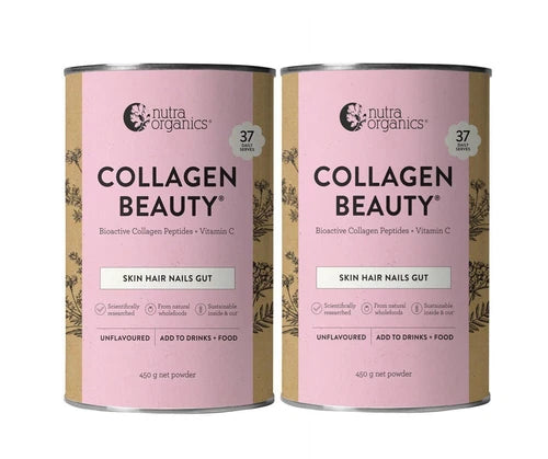 2 x Nutra Organics Collagen Beauty Skin Hair Nails Gut 450g Unflavoured