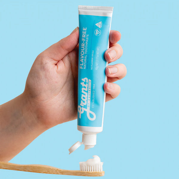 12 x Grants of Australia Flavour Free Natural Toothpaste with No Mint Fluoride Free 90g