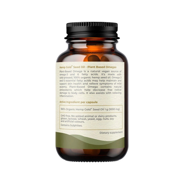 Hemp Foods Australia Plant-Based Omega Hemp Gold Seed Oil 1000mg 60 Capsules