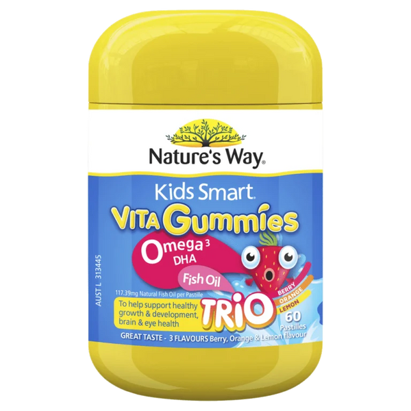 Nature's Way Kids Smart Vita Gummies Omega 3 DHA Fish Oil Trio 60 Pastilles