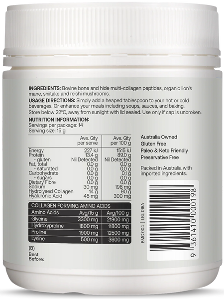 Best of the Bone Multi-Collagen Protein Powder Organic Mushroom 210g