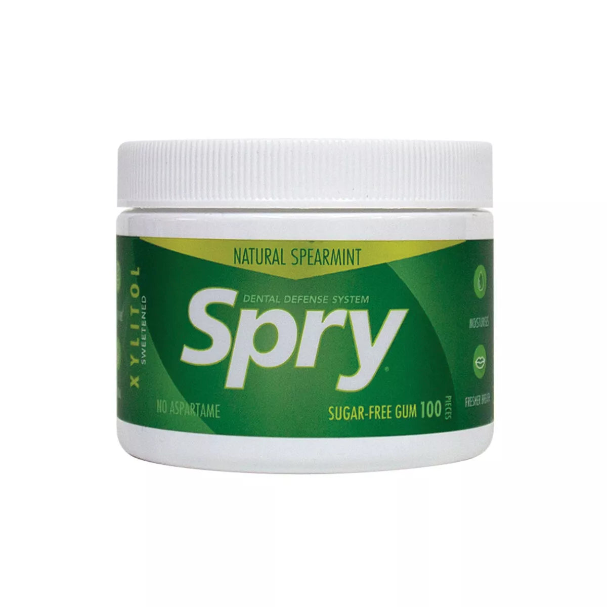 Spry Xylitol Chewing Gum Spearmint 100 Pieces - Dental Defense System