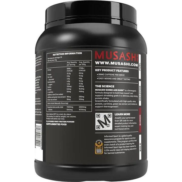 Musashi Shred and Burn Chocolate Milkshake 900g