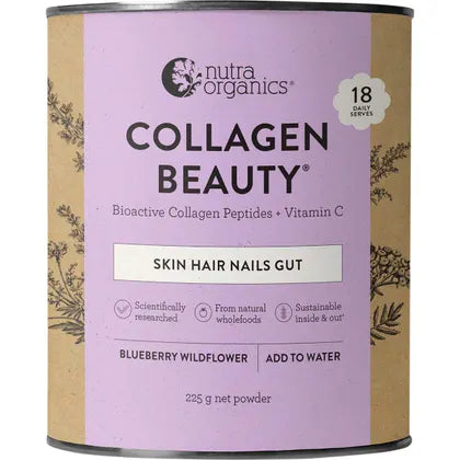 Nutra Organics Collagen Beauty Skin Hair Nails Gut Blueberry Wildflower 225g
