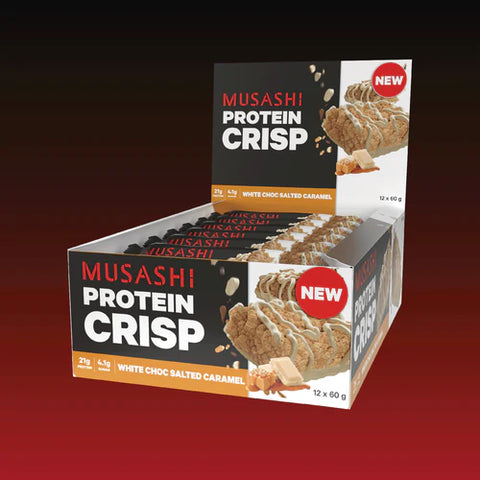 Musashi Protein Crisp Bar White Choc Salted Caramel 60g x 12 Bars