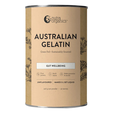 Nutra Organics Australian Gelatin Gut Wellbeing Unflavoured 500g Powder